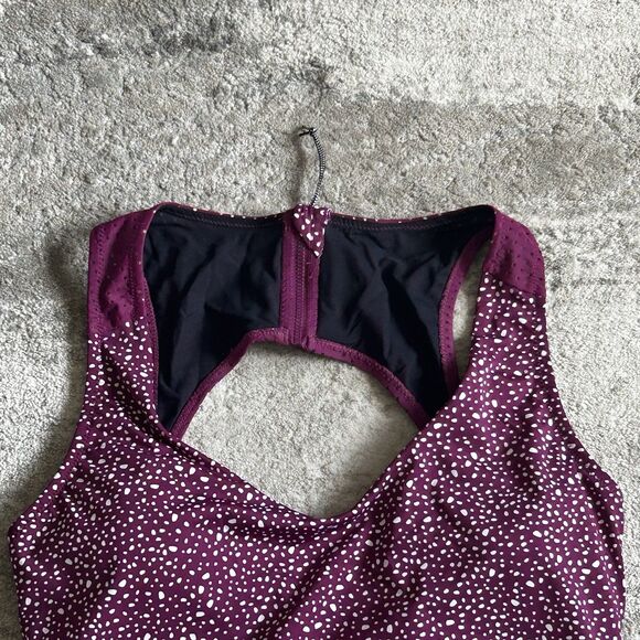 Nike Swimsuit Womens XL One Piece Back Zip Burgundy Polka Dots Bathing Suit New - Picture 4 of 11